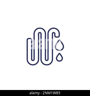 underfloor heating with water line icon Stock Vector