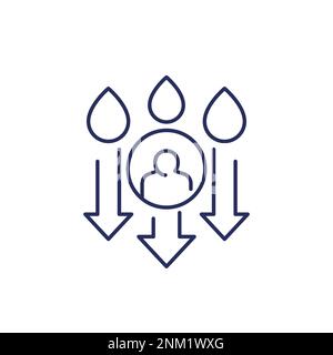 dehydration line icon, low body water Stock Vector
