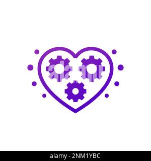 biotechnology vector icon with heart and gears Stock Vector