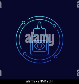 Eye drops icon with a dropper, linear design Stock Vector