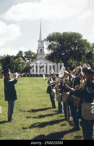 1970s America: Old time rifleman's meet, June 24, 1973, on the Greenfield Village green adjoining the Henry Ford Museum of Dearborn ca. 1973 Stock Photo