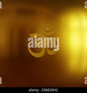Om sign on a beautiful golden background, meditation or spiritual backdrop, 3d rendering Stock Photo