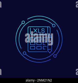 edit XLS document icon, linear design Stock Vector