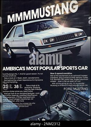 Ford Mustang (1980) - Vintage car advertising Stock Photo - Alamy