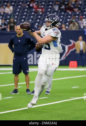 January 9, 2022: Houston Texans wide receiver Nico Collins (12) carries the  ball after a catch during an NFL game between the Texans and the Titans on  Jan. 9, 2022 in Houston