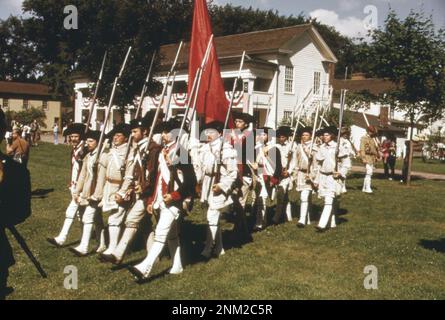 1970s America: Old time rifleman's meet, June 24, 1973, on the Greenfield Village green adjoining the Henry Ford Museum of Dearborn. the theme is american history Stock Photo