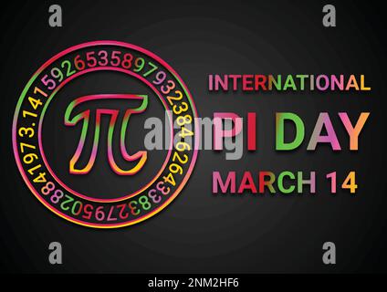 Colorful Neon sign Vector Illustration of background for International Pi Day - 14th of March Stock Vector