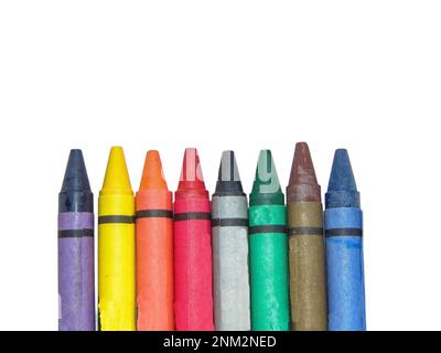 colored wax crayons isolated on white background Stock Photo