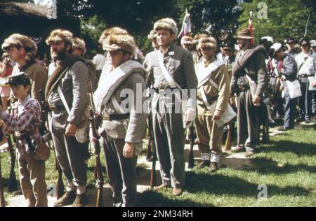 1970s America: Old time rifleman's meet, June 24, 1973, is held on the Greenfield Village green adjoining the Henry Ford Museum of Dearborn Stock Photo