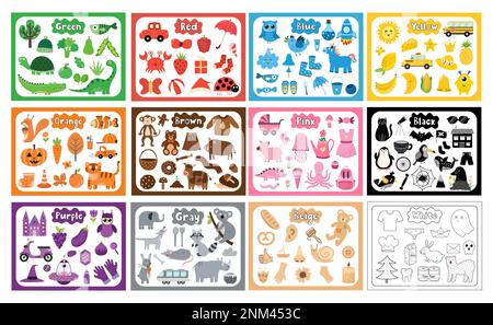 https://l450v.alamy.com/450v/2nm453c/color-objects-bundle-primary-colors-big-collection-with-flash-cards-in-cartoon-style-2nm453c.jpg