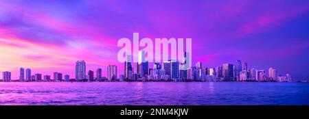 the skyline of miami during a beautiful sunset, florida Stock Photo