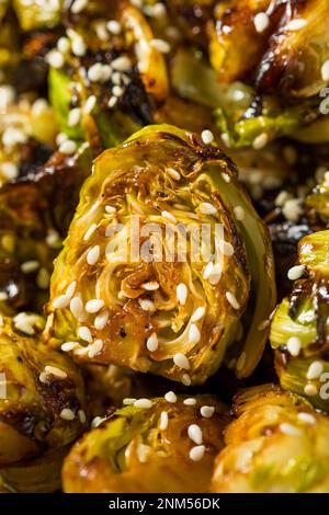 Asian Homemade Barbecue Brussel Sprouts with Soy Sauce Stock Photo