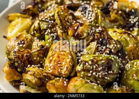 Asian Homemade Barbecue Brussel Sprouts with Soy Sauce Stock Photo