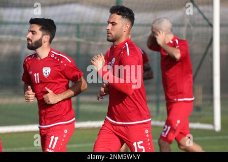 Afghanistan National Team players training during a training camp in Dubai city in 2021 Stock Photo