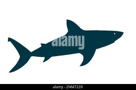 the shark, blue on white silhouette Stock Vector