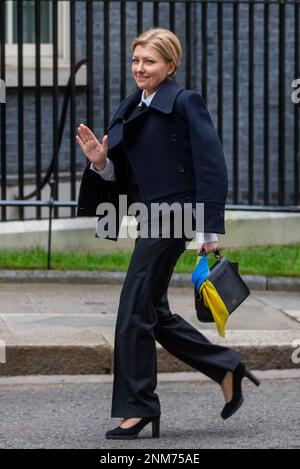 London, UK. 24th Feb, 2023. Wife of Ukrainian Ambassador to the U.K. INNA PRYSTAIKO arrives in Downing Street ahead of minute of silence on the first anniversary of Russian invasion of Ukraine. (Credit Image: © Tayfun Salci/ZUMA Press Wire) EDITORIAL USAGE ONLY! Not for Commercial USAGE! Credit: ZUMA Press, Inc./Alamy Live News Stock Photo