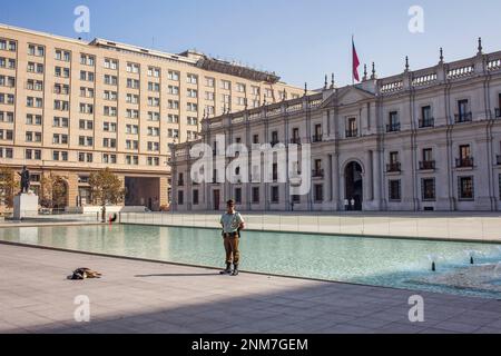 La Moneda Palace, Plaza de la Ciudadania, Santiago. Chile. Stock Photo