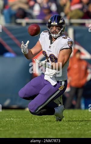 Chicago, Illinois, USA. 21st Nov, 2021. - Bears #11 Artavis Pierce warms up  before the NFL Game between the Baltimore Ravens and Chicago Bears at  Soldier Field in Chicago, IL. Photographer: Mike