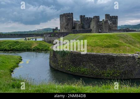 Caerphilly castle, wales Stock Photo
