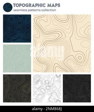 Topographic maps. Beautiful isoline patterns, seamless design. Amazing tileable background. Vector illustration. Stock Vector