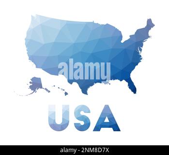 Low poly map of USA. Geometric illustration of the country. USA polygonal map. Technology, internet, network concept. Vector illustration. Stock Vector