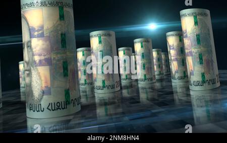 Armenia money Armenian Dram money roll 3d illustration. 20000 AMD ...