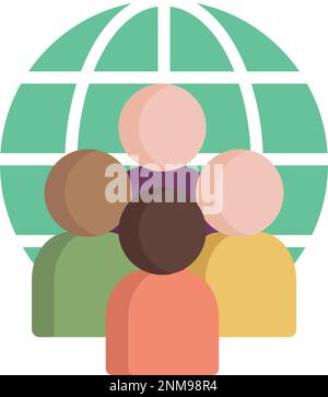 World diversity flat icon. Symbol of society, unity and equality. Peace and friendship of all nationalities and cultures Stock Vector