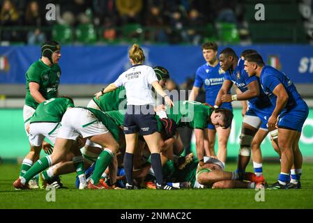 Treviso, Italy. 24th Feb, 2023. Ireland U20 during U20 - Italy vs Ireland, Rugby Six Nations match in Treviso, Italy, February 24 2023 Credit: Independent Photo Agency/Alamy Live News Stock Photo