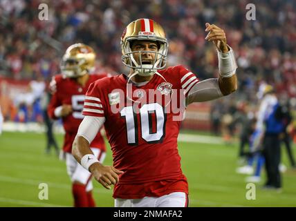 Los Angeles Rams vs. San Francisco 49ers. NFL match poster. Two