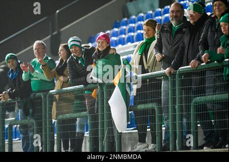 Treviso, Italy. 24th Feb, 2023. Ireland U20 supporters during U20 - Italy vs Ireland, Rugby Six Nations match in Treviso, Italy, February 24 2023 Credit: Independent Photo Agency/Alamy Live News Stock Photo