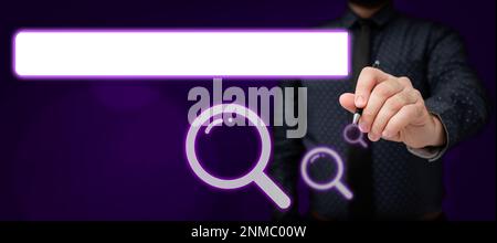 Businessman in office uniform Holding Pen Writing On Screen Presenting Futuristic Technology. Lab Technician Using Stylus Taking Notes Showing Modern Stock Photo