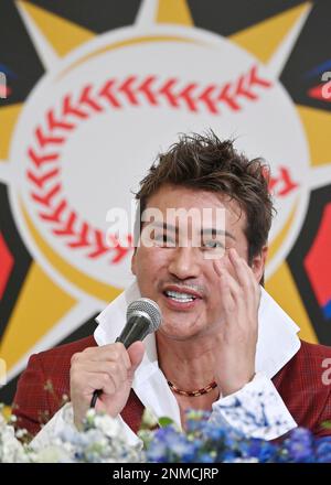 Nippon Ham Fighters manager Tsuyoshi Shinjo unveils his uniform change in a  ceremony after the final home game of the season at Sapporo Dome in  Hokkaido, northern Japan, on Sept. 28, 2022.