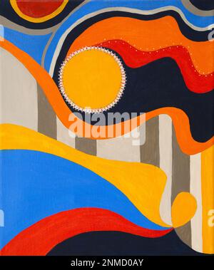 Original abstract oil painting on canvas.Multi colored wallpaper. Modern art concept. Contemporary project Stock Photo