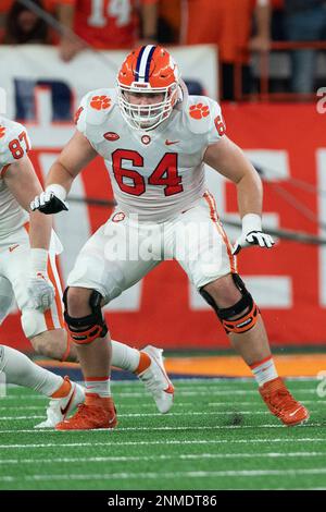 SYRACUSE, NY - OCTOBER 15: Clemson Tigers Offensive Lineman Walker Parks  (64) looks to block during the first half of the College Football game  between the Clemson Tigers and the Syracuse Orange