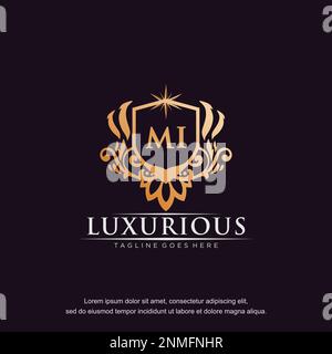 MI initial letter luxury ornament gold monogram logo template vector. Stock Vector