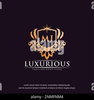 MJ initial letter luxury ornament gold monogram logo template vector. Stock Vector