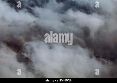 Meteo station on Kasprowy Wierch exposed by clouds for a split second, Tatra Mountains, Poland Stock Photo