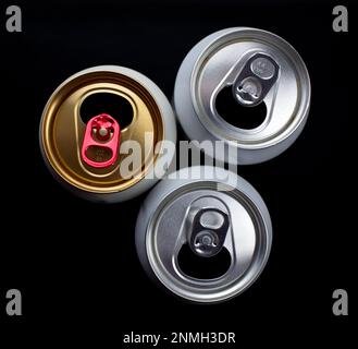 Three opened beer cans Stock Photo