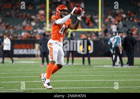 Cincinnati Bengals defensive back Trayvon Henderson (41) after an NFL  football preseason game between the Indianapolis Colts and the Cincinnati  Bengals at Paul Brown Stadium in Cincinnati, OH. Adam Lacy/(Photo by Adam