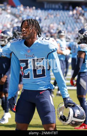 NASHVILLE, TN - SEPTEMBER 26: Tennessee Titans Wide Receiver Nick  Westbrook-Ikhine (15) celebrates his touchdown during and NFL Game between  the Indianapolis Colts and Tennessee Titans on September 26, 2021 at Nissan