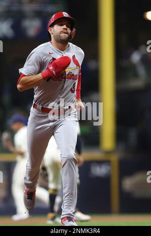 MILWAUKEE, WI - SEPTEMBER 22: St. Louis Cardinals starting pitcher Miles  Mikolas (39) bunts during a game between the Milwaukee Brewers and the St  Louis Cardinals at American Family Field on September