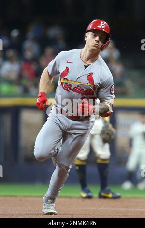 MILWAUKEE, WI - SEPTEMBER 03: St. Louis Cardinals left fielder Tyler O'Neill  (27) runs the bases during a game between the Milwaukee Brewers and the St  Louis Cardinals at American Family Field