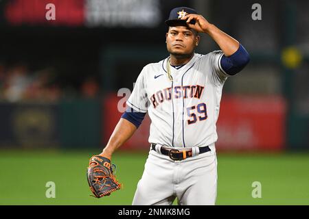 June 21, 2016: Houston Astros shortstop Carlos Correa (1) throws to first  during the Major League Baseball game between the Los Angeles Angels of  Anaheim and the Houston Astros at Minute Maid