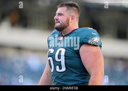 Philadelphia Eagles center Landon Dickerson (69) is introduced