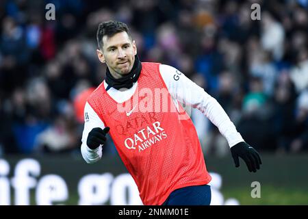 Lionel (Leo) Messi during the public training of the Paris Saint-Germain (PSG) football team on February 24, 2023 at the Parc des Princes stadium in Paris, France. Photo by Victor Joly/ABACAPRESS.COM Stock Photo