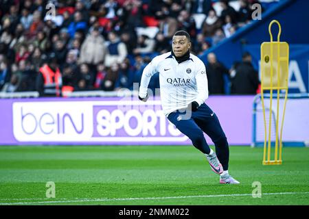 Kylian Mbappe during the public training of the Paris Saint-Germain (PSG) football team on February 24, 2023 at the Parc des Princes stadium in Paris, France. Photo by Victor Joly/ABACAPRESS.COM Stock Photo