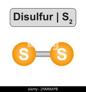 Disulphur molecule, illustration Stock Photo