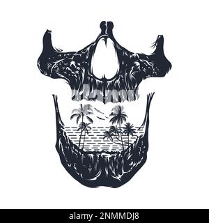 Summer time on skull island. Editable, resizable, EPS 10, vector illustration. Stock Vector