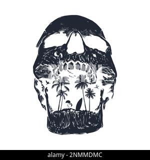 Summer time on skull island. Editable, resizable, EPS 10, vector illustration. Stock Vector