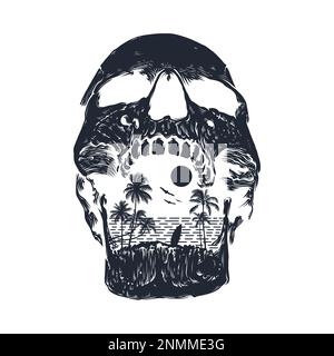Summer time on skull island. Editable, resizable, EPS 10, vector illustration. Stock Vector